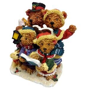 Vintage 1995 Hollybeary USA Carolling Bears Figure 5" Christmas Decor